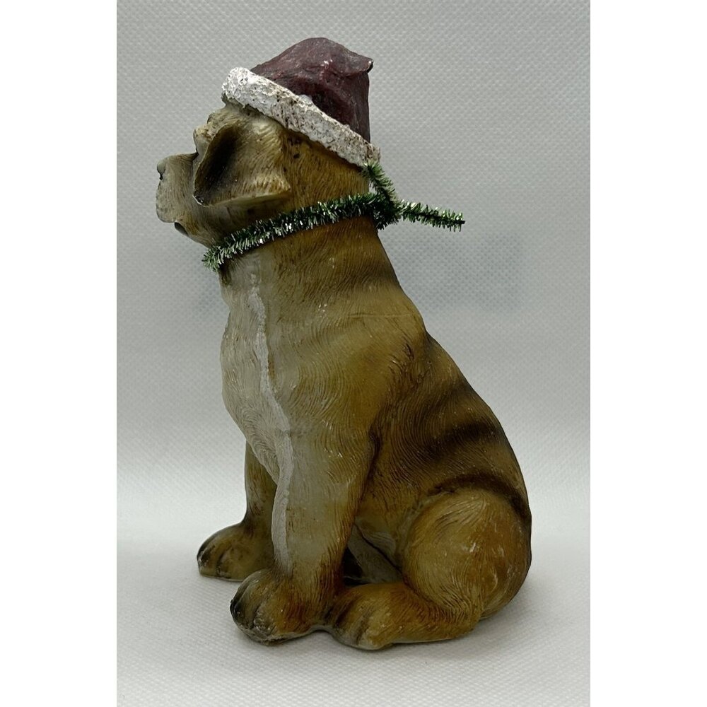 Santa Puppy Dog Pet Figurine Vintage Christmas Hat Tinsel Collar Cute Labrador? - Picture 3 of 12